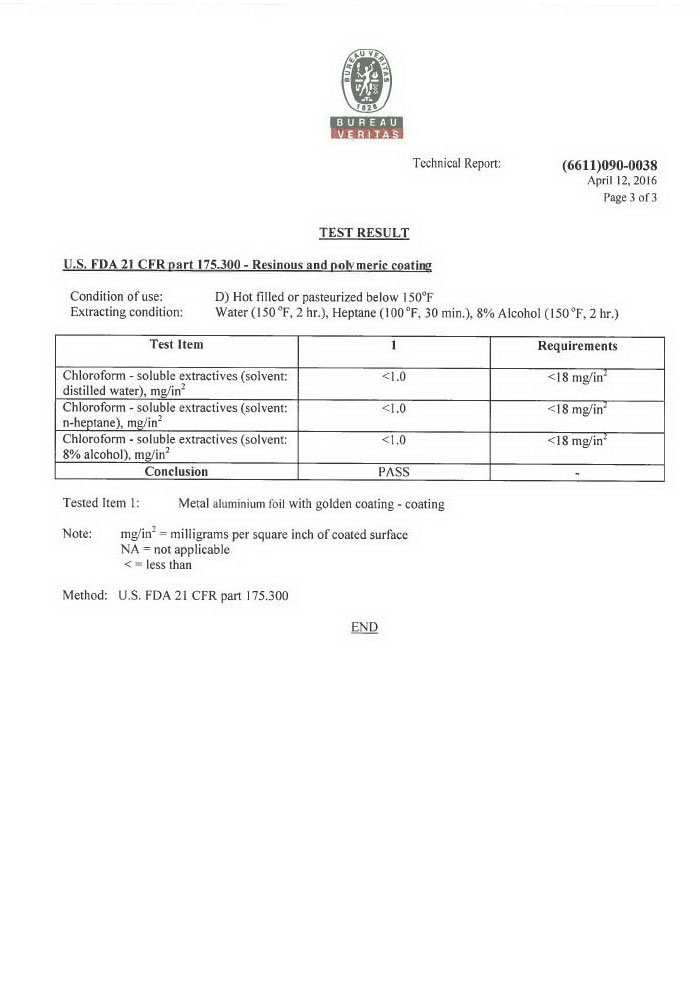 FDA food grade material certification certificate2-3